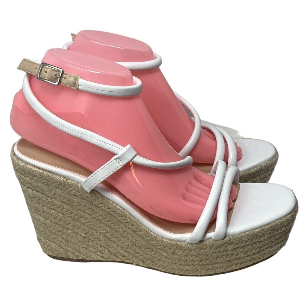 BP Nordstrom Cohan Espadrille Platform Wedge Sandal Heels White Size 10M NEW